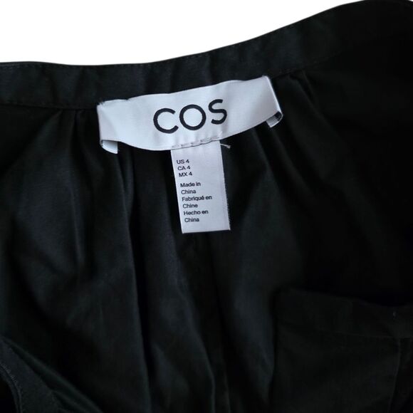COS Black Elegant Pleated Cotton Tunic Blouse 4 - Picture 5 of 6